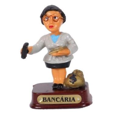 Imagem de Boneco Profissional Bancária Miniatura Decoração 8cm - Zona Livre