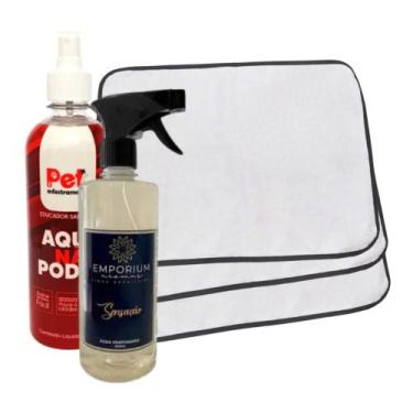 Imagem de Kit 9 Tapetes Higiênicos Pet + Água perfumada Spray 500ml Emporium + E