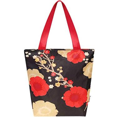 Imagem de Wrapables Bolsa de viagem Carryall Shopping com poliéster Ripstop durável – dobrável, à prova d'água e certificada OEKO-TEX, grande, floral da meia-noite