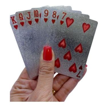 Imagem de Baralho Prateado cinza brilhante Poker Truco jogos cartas - Novo sécul