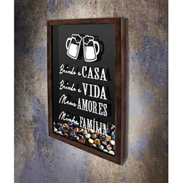 Imagem de Quadro Porta Tampinhas Brindo a Casa - Quadro Novo, Marrom, 37x52