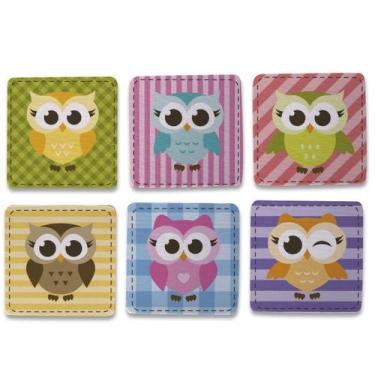 Imagem de Kit 6 Porta Copos Criativos - Corujas Kawaii - Geek Vip , Preto