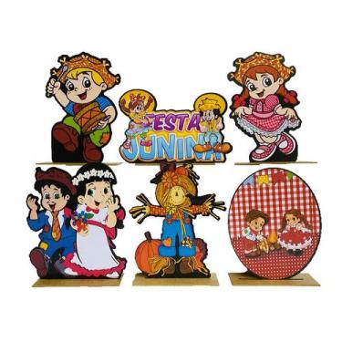 Imagem de Kit Display de Mesa 6 Peças Para Festa, Festa Junina 2 MDF - Juju Bras