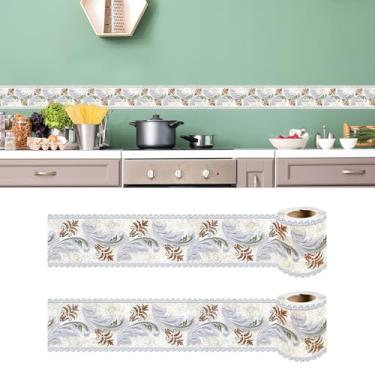 Imagem de Papel de parede para borda de PVC, revestimento de parede removível, autoadesivo, azulejos, decoração fácil de aplicar para banheiro e cozinha (estilo 2)