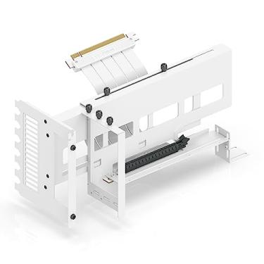 Imagem de EZDIY-FAB Suporte vertical para placa gráfica PCIe 4.0 GPU, kit de suporte para placa de vídeo VGA com PCIe 4.0 X16 Gen4 cabo Riser branco ângulo reto de 90 graus - branco