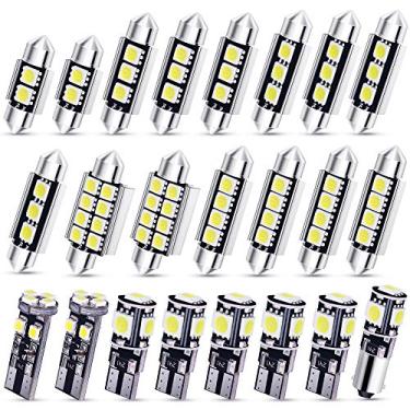 Imagem de Biqing 23 peças de lâmpada LED interior de carro, kit de lâmpadas LED sem erros Canbus para interior de carro cúpula mapa porta cortesia placa luzes Festoon BA9S Canbus T10 C5W Xenon branco