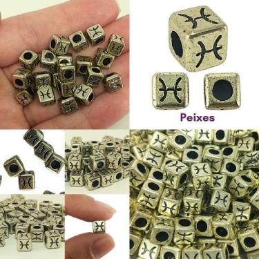 Imagem de 15 pçs Entremeios de signos dourado  ABS 7MM p/ colar pulseira bijuter