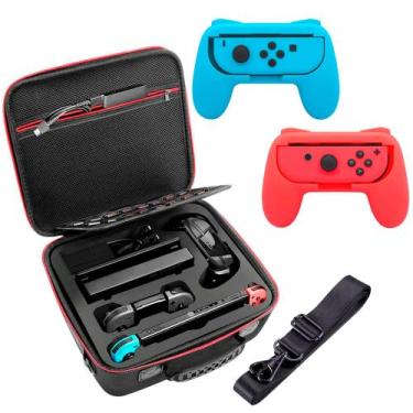 Imagem de Case Bolsa Estojo Compatível Com Nintendo Switch Oled + Grip Controlle