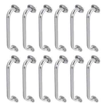 Imagem de Alça de Apoio 50cm Barra Inox Segurança Banheiro Kit 12 Unidades Defic