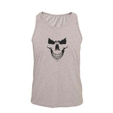 Imagem de Regata Masculina Algodão Cav Skull Estampada Verão - Ragor, M, Cinza