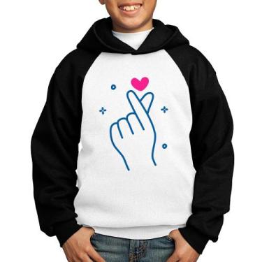 Imagem de Moletom Infantil Mini coração coreano - Foca na Moda, Branco, Preto, 1