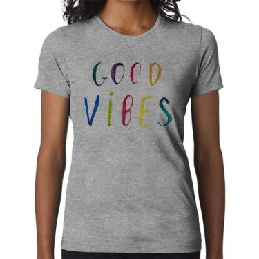 Imagem de Baby Look Good Vibes Cores - Foca na Moda, Cinza, G