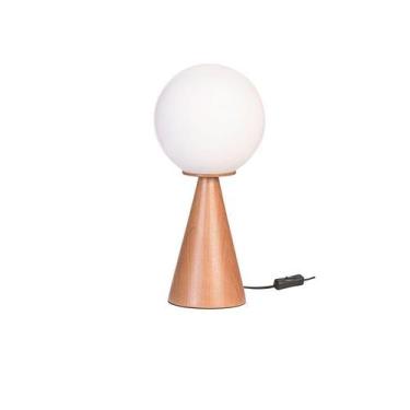 Imagem de 3299 abajur esphera pequeno com base de madeira - MADELUSTRE