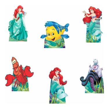 Imagem de A Pequena Sereia Kit 6 Displays Totens Decoração Festa Mdf