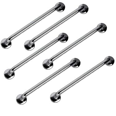 Imagem de Barra de Apoio 40cm Alça Inox Kit 6 Unidades Idoso Gestante Cadeirante Banheiro Box Acessibilidade Casa Segurança Suporte Corrimao