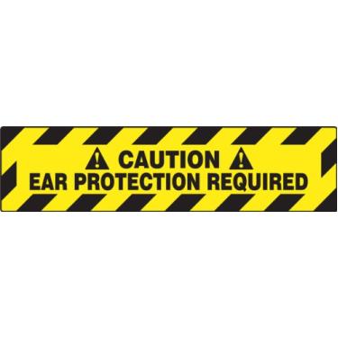 Imagem de Accuform PSR276 Slip-Gard Adesivo Vinil Placa de Piso Estilo Degrau, Legenda "Caution Ear Protection Required", 15 cm de comprimento x 61 cm de largura, preto em amarelo
