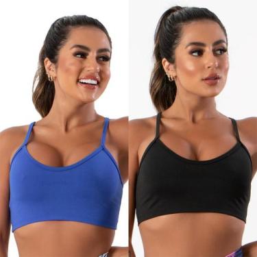 Imagem de kit com 2 Top Fitness Feminino Nadador Alça Fina sem bojo Academia - b