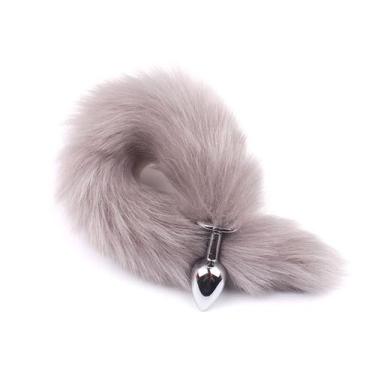 Imagem de Plug Anal em Alumínio 7cm com Cauda Cinza claro - Sex shop - lovetoy