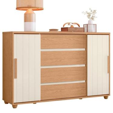 Imagem de Cômoda Evidenza 2 Portas e 4 Gavetas Flex - Móveis Albatroz, Freijó/Of