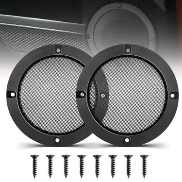 Imagem de NuIth Capa de grade de alto-falante redonda de malha de metal de 10 cm para montagem de alto-falante de carro de áudio doméstico DIY Waffle grades decorativas, capa protetora de grade de subwoofer de