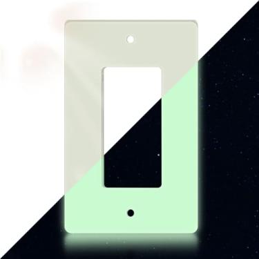 Imagem de 1 peça de capas que brilham, placas de interruptor e capas de tomada, capas de interruptor duráveis que brilham no escuro, placas decorativas de parede, tomadas elétricas, luz noturna, placa de parede