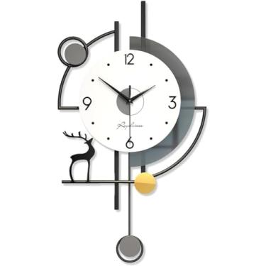 Imagem de Relógios de parede grandes para decoração de sala de estar, relógio de parede moderno silencioso operado por bateria, relógio decorativo de metal sem tique-taque para cozinha, quarto, escritório,