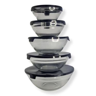 Imagem de Conjunto 5 Potes Vidro Tampa Hermética Marmita Mantimentos - Budamix, 