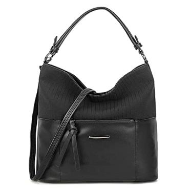 Imagem de Sacos de balde fashion para mulheres, bolsas femininas, bolsas de ombro de grande capacidade, casual, para trabalho, escola(Black)