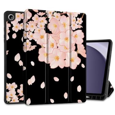 Imagem de MEEgoodo Capa para Samsung Galaxy Tab A9 Plus de 11 polegadas 2024 2023 com suporte para caneta S, capas para tablet inteligente A9+ com suporte de três dobras de couro + capa traseira de TPU macio +