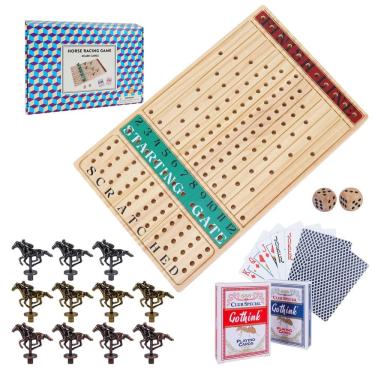 Imagem de Jogo de tabuleiro Offelec Horse Race com tabuleiro de xadrez de madeira para crianças e adultos