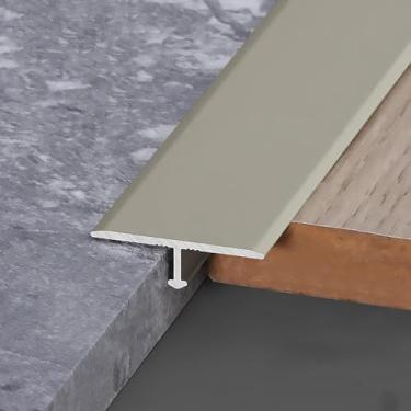 Imagem de Guarnição de moldagem em T de alumínio de 3 peças, tiras de piso para azulejo de 90 cm, tira divisória plana, guarnição de borda embutida, para piso laminado e telha de vinil, champanhe, lar