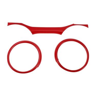 Imagem de REPAIROCK 1 conjunto de painel de instrumentos para painel de instrumentos para Jeep Wrangler JL JLU 18-24 para Jeep Gladiator JT 2 portas 4 portas painel central decoração capa adesivo ABS vermelho