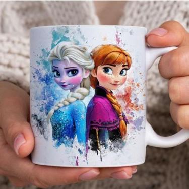 Imagem de Caneca Xícara Frozen Personalizada Elsa e Anna 325ml - Porcelana Prese