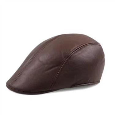 Imagem de Boina de couro masculino Preto e Marrom. - Sem marca, Marrom