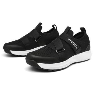 Imagem de Vicogn Tênis de ciclismo masculino feminino compatível com sistema de pedal SPD, tênis de bicicleta para caminhada ao ar livre com chuteiras SPD incluídas, Preto, 9 US Women/7.5 US Men