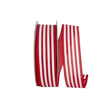 Imagem de Reliant Ribbon Fita de borda com fio de linho listrado, vermelho/branco
