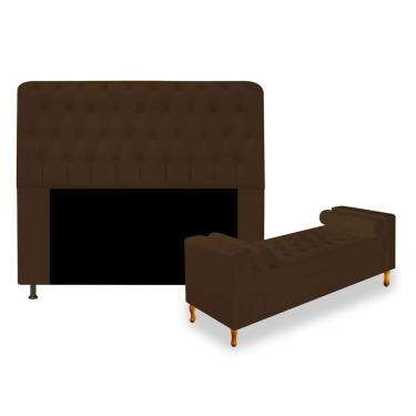 Imagem de Kit Recamier Sofá Calçadeira Divã Félix 140 cm e Cabeceira Estofada Lady 140 cm Para Cama Box Casal