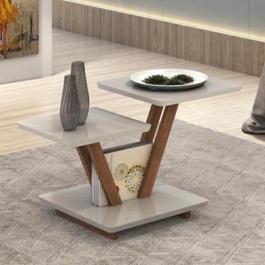 Imagem de Mesa de Centro Laguna 2 Andares em MDF com Design Moderno Decorativo - Off White