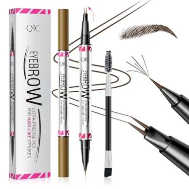 Imagem de W3W Lápis de sobrancelha Microblading para mulheres - Caneta de sobrancelha 2 em 1 lápis de sobrancelha de ponta dupla com ponta de 2 garfos e ponta de pincel à prova d'água para sobrancelhas