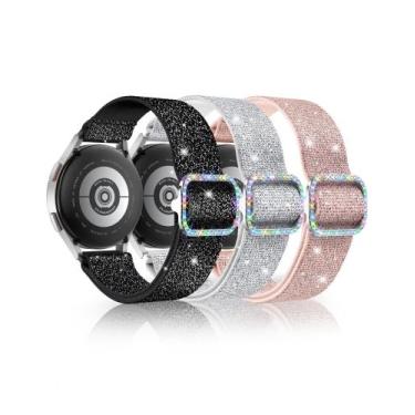 Imagem de Pulseiras de relógio LETOID para Galaxy 20mm Bling Stretchy Nylon Femi