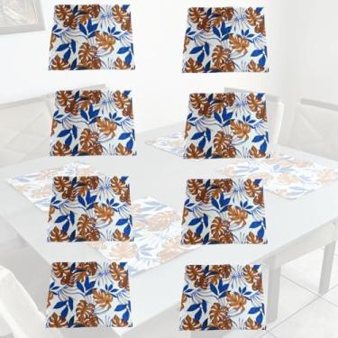 Imagem de Jogo Americano Jacquard Mesa Posta Elegante 2, 4, 6 ou 8 Lugares (8, Costela Adão Marrom)