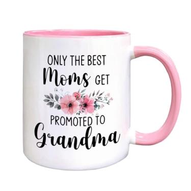 Imagem de QASHWEY Grandma to Be Gifts Canecas de café, presentes engraçados de anúncio de gravidez para mamãe NewGrandma, Get Promoted to Grandma Caneca de cerâmica impressa dupla face 325 ml (rosa)