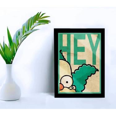 Imagem de Quadro Decorativo Palhaço Krusty Hey Moldura e Vidro 33x25