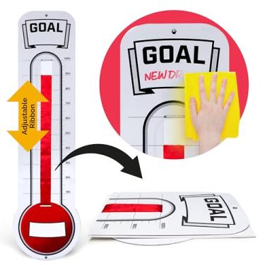 Imagem de Tabela de Termômetro para Apagamento de Funções | Termômetro para Fixação de Objetivos Secos | Placa de Objetivo de Venda Gigante com Rastreador de Progresso de Fita Transversal (46" x 12") da ORCA