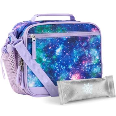 Imagem de Choco Mocha Lancheira Galaxy infantil para meninas, lancheiras para escola, lancheira, bolsas de gelo com alça de ombro para crianças pré-escolares, jardim de infância, roxo