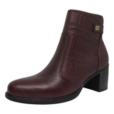 Imagem de Bota Cano Baixo Feminino Couro Elegante Conforto Pegada-Feminino