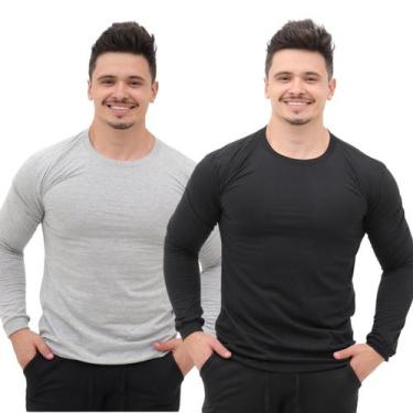 Imagem de kit 2 Camisetas Manga Longa Algodão meia estação segunda pele - Techma