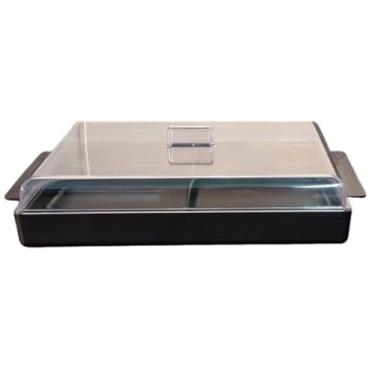 Imagem de Organizador de Frios com Tampa e Divisórias Duplas para Geladeira, Transparente (Preto)