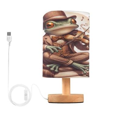 Imagem de Joisal Candeeiros de violino para tocar sapo para mesa de cabeceira, candeeiro de mesa moderno candeeiro de sombra para os olhos, mesa lateral, decoração de criado-mudo