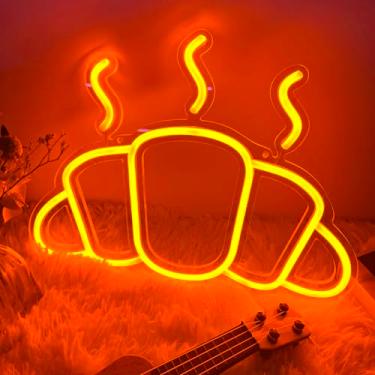 Imagem de DUOLIYBC Placa De Neon Croissant Com Alimentação Usb E Regulável Para Decoração Parede Padaria, Cozinha, Cafeteria, Quarto (34,4 Cm X 24,8 Cm)